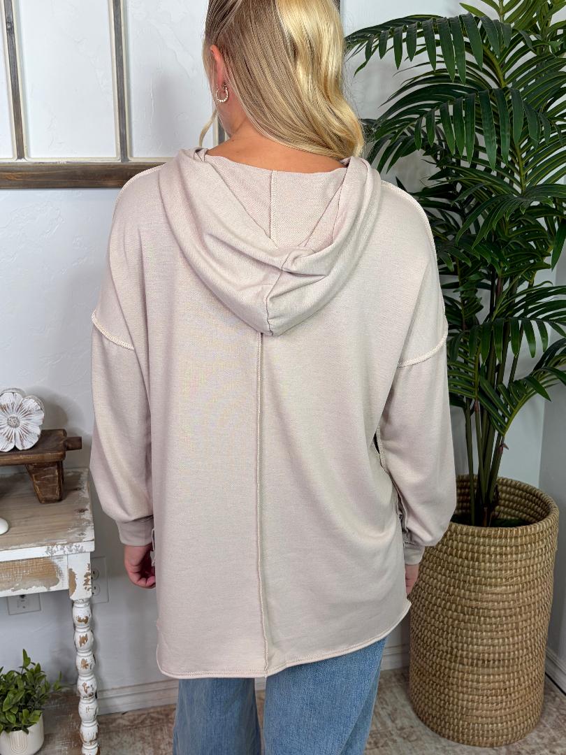 Fall Plaid Oversized Hooded Top with Pocket