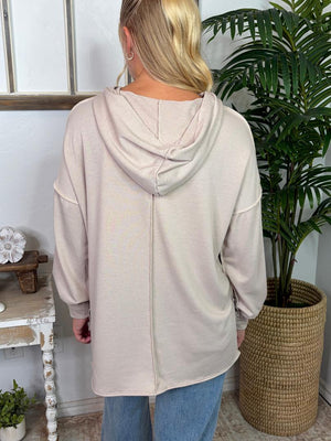 Fall Plaid Oversized Hooded Top with Pocket