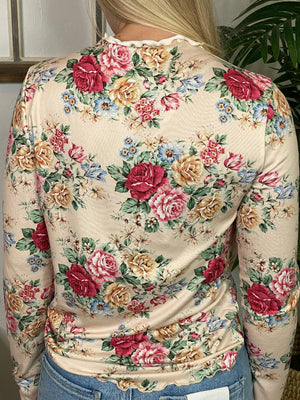 Oatmeal or Mint Mock Neck Floral Top