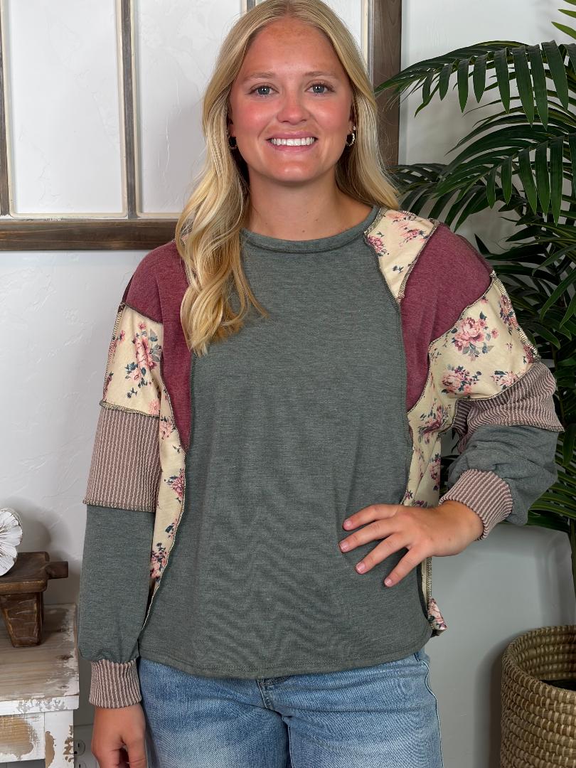 Patchwork Mixed Media Top in Regular & Curvy