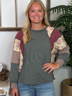Patchwork Mixed Media Top in Regular & Curvy