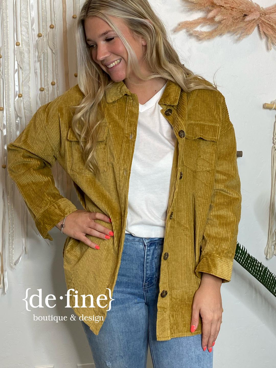 Mustard Corduroy Shacket in Regular & Curvy