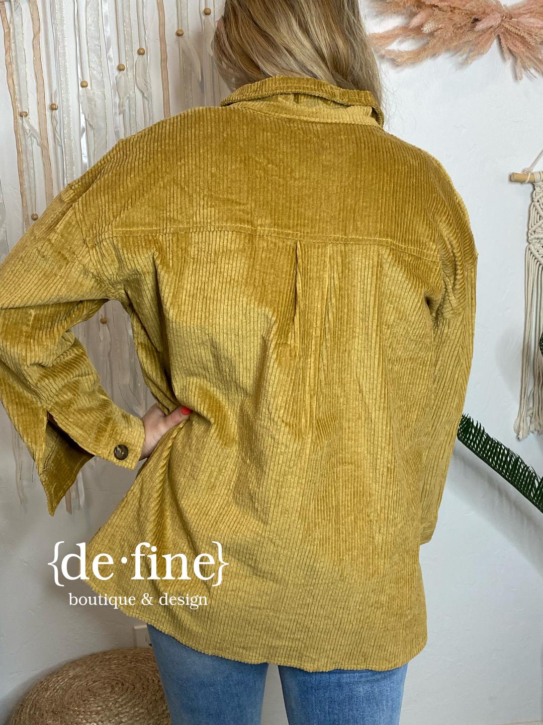 Mustard Corduroy Shacket in Regular & Curvy