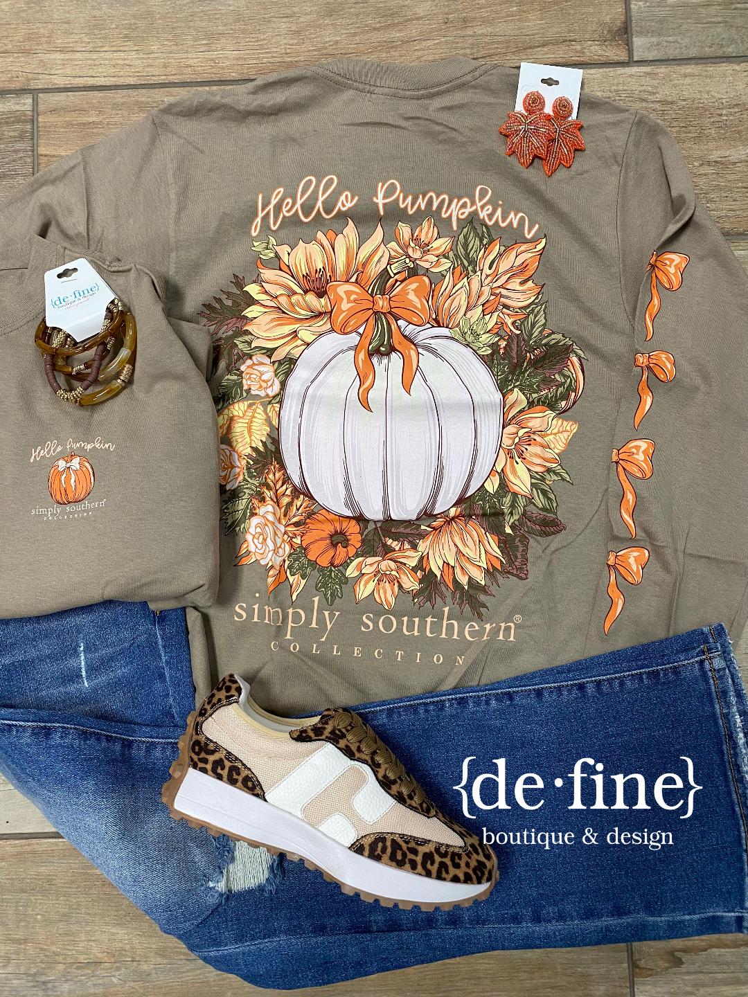 Simply Southern Hello Pumpkin Long Sleeve Graphic Tee