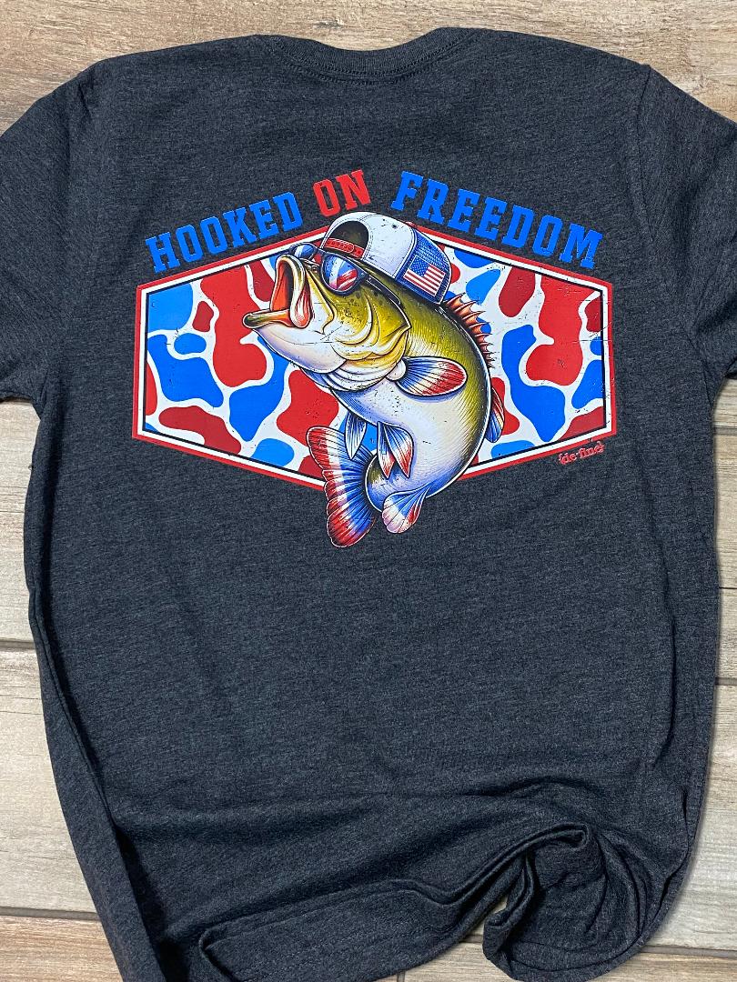Hooked on Freedom Bass Patriotic Graphic Tee
