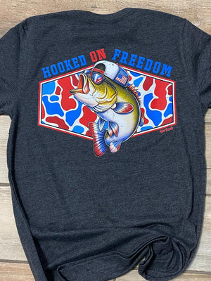 Hooked on Freedom Bass Patriotic Graphic Tee