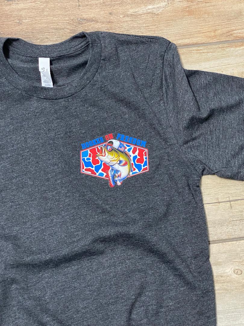 Hooked on Freedom Bass Patriotic Graphic Tee