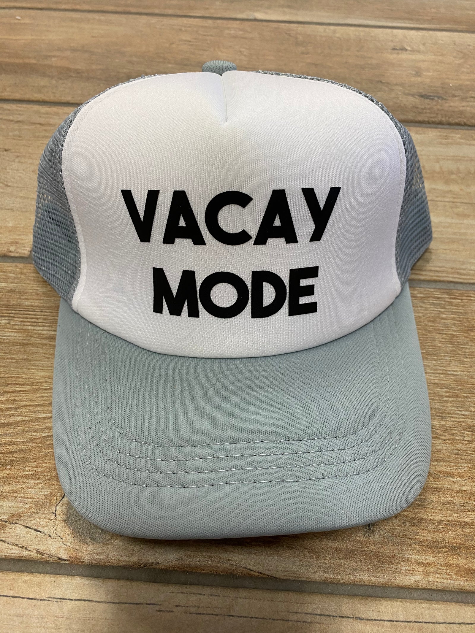 Vacay Mode Gray and White Foam Hat