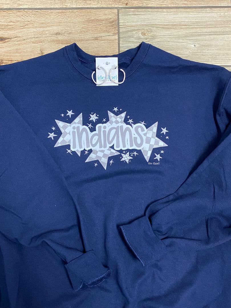 Indians Checkered Stars Tee or Sweatshirt