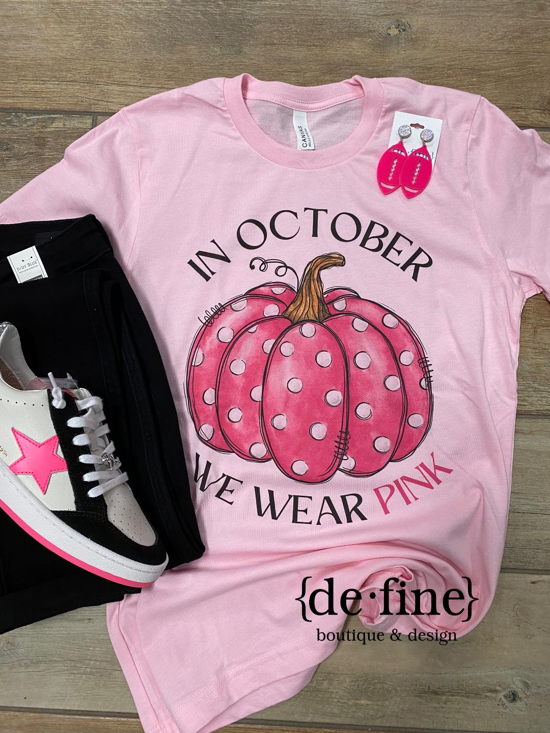 In October We Wear Pink Polka Dot Pumpkin