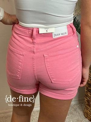 Judy Blue Tummy Control Pink Shorts in Regular & Curvy