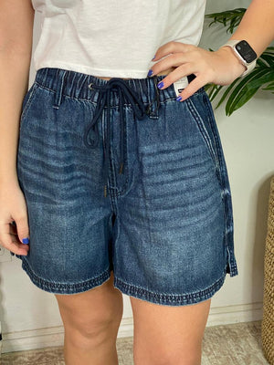 Judy Blue HW Baggy Dark Featherweight Shorts S-XL