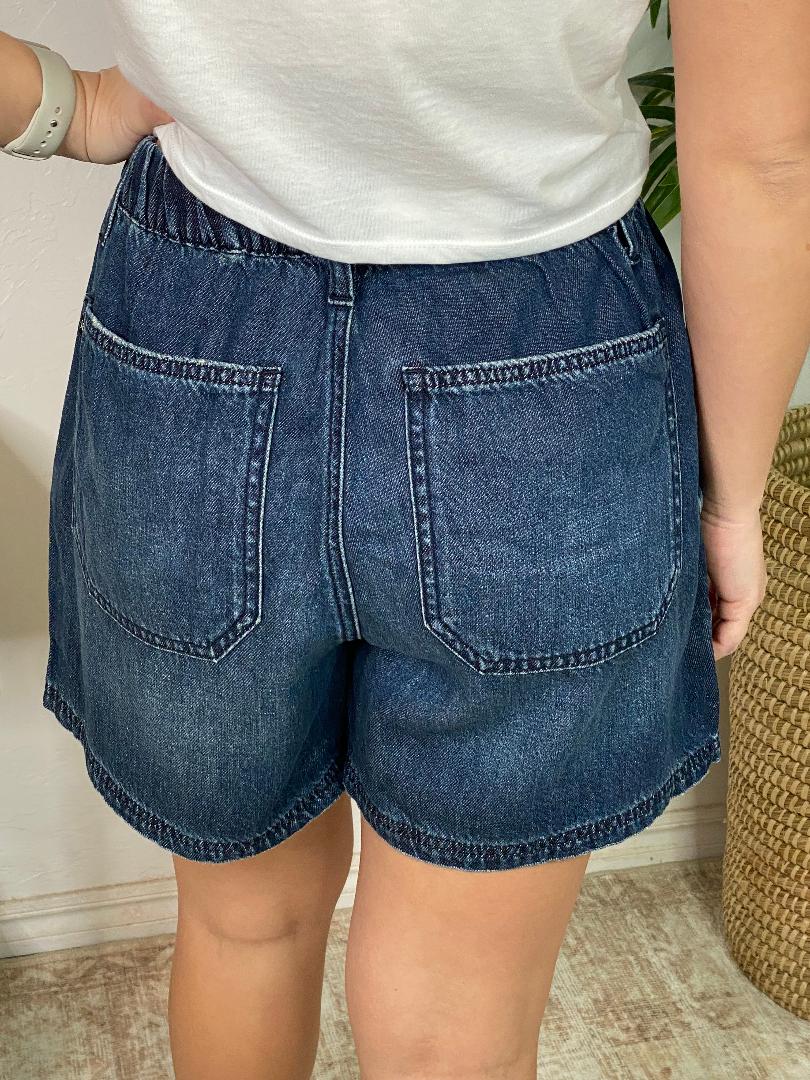 Judy Blue HW Baggy Dark Featherweight Shorts S-XL