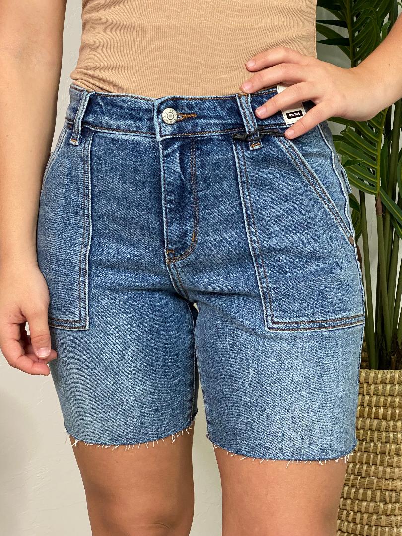 Judy Blue MR Bermuda Shorts Back Flap Pockets S-3XL