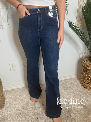 Judy Blue High Waist Angled Side Seam Flare No Distress