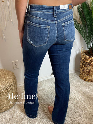 Judy Blue Mid Rise Sanded & Destroyed Bootcut Jeans