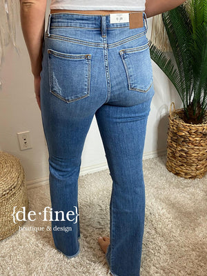 Judy Blue High Waist Destroyed Fray Hem Bootcut Jeans