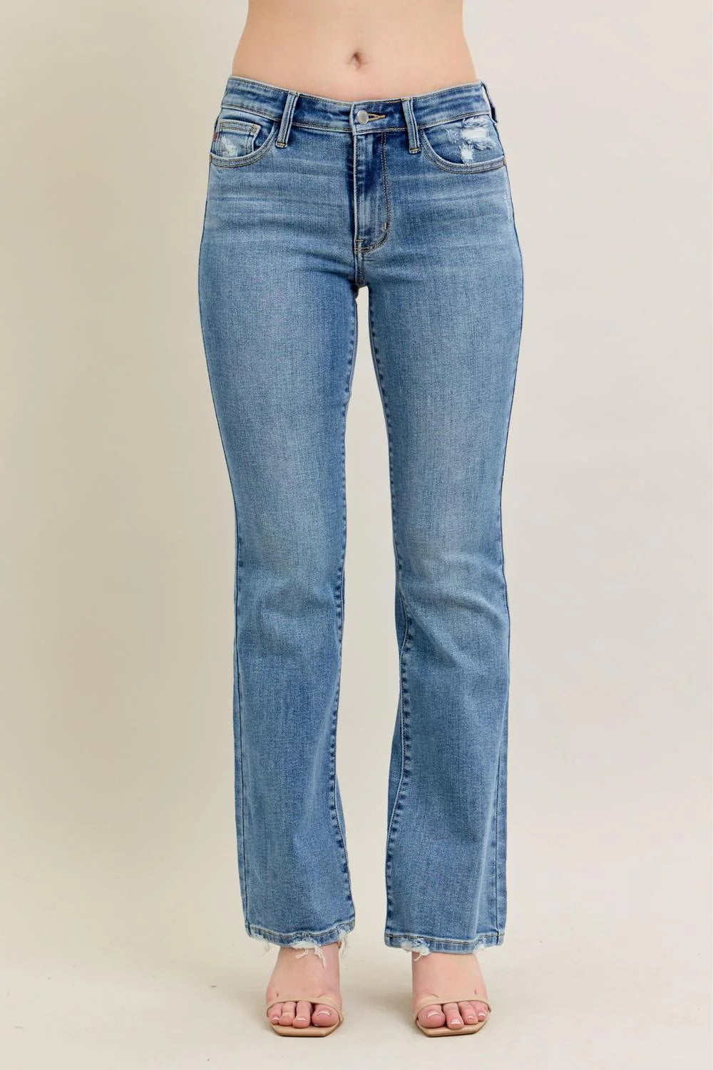 Judy Blue Mid Rise Vintage Wash Boot Cut Jeans in Regular & Curvy