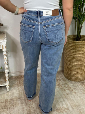 Judy Blue Mid Rise Boyfriend Destroyed Cuffed Jeans