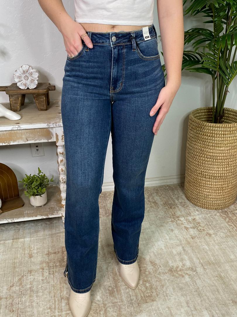 Judy Blue Mid Rise Bootcut with Cell Phone Back Pocket & Slit Jeans