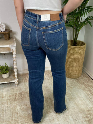 Judy Blue Mid Rise Bootcut with Cell Phone Back Pocket & Slit Jeans