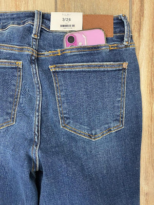 Judy Blue Mid Rise Bootcut with Cell Phone Back Pocket & Slit Jeans