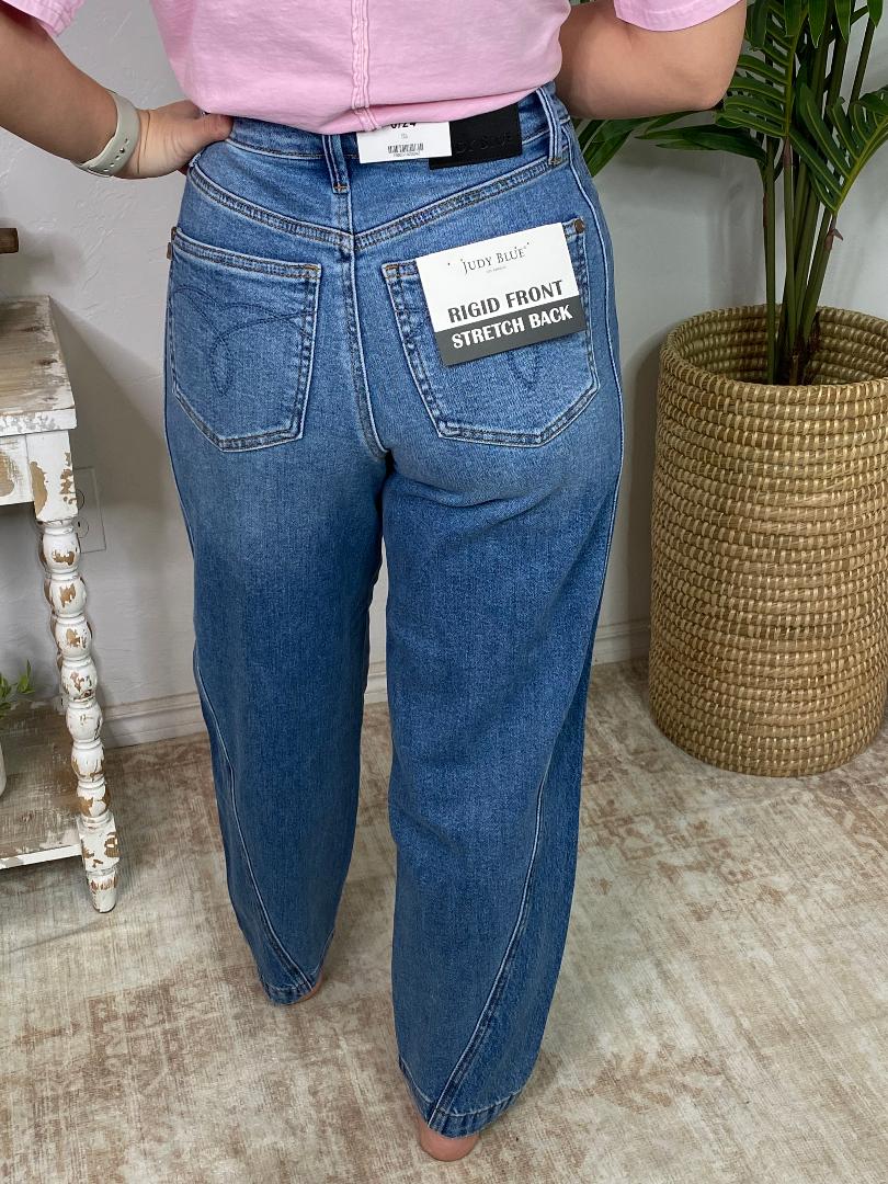 Judy Blue HW Rigid Magic Panel Barrel Jeans