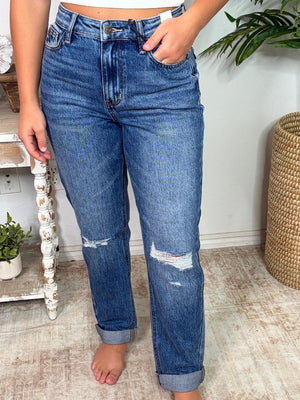 Judy Blue Boyfriend Jeans with Cuff