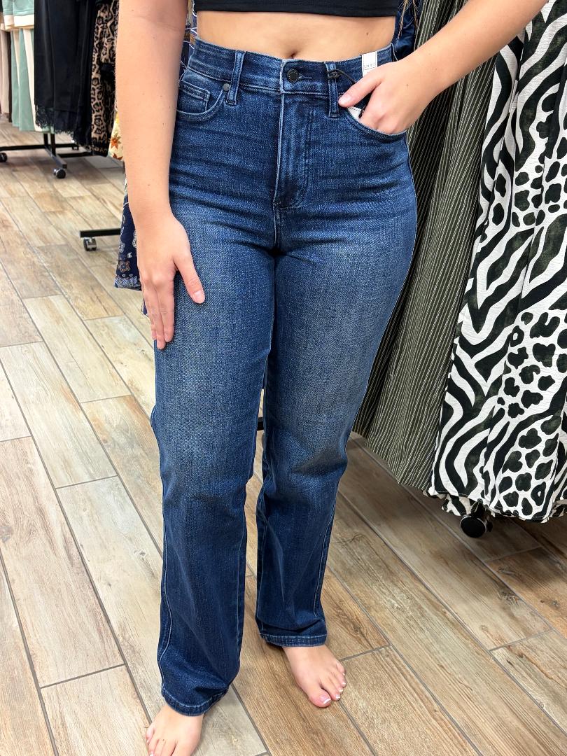 Judy Blue HW Tummy Control Classic Straight Dark Jeans