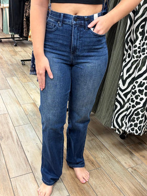Judy Blue HW Tummy Control Classic Straight Dark Jeans