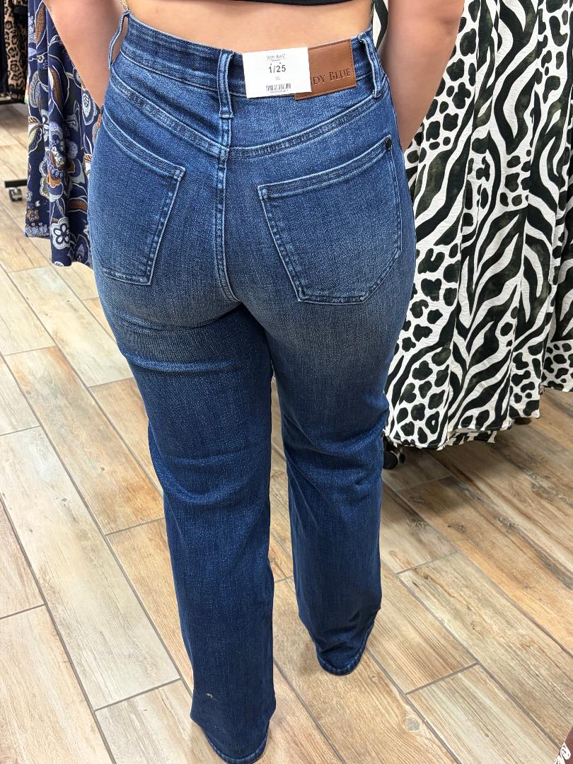 Judy Blue HW Tummy Control Classic Straight Dark Jeans