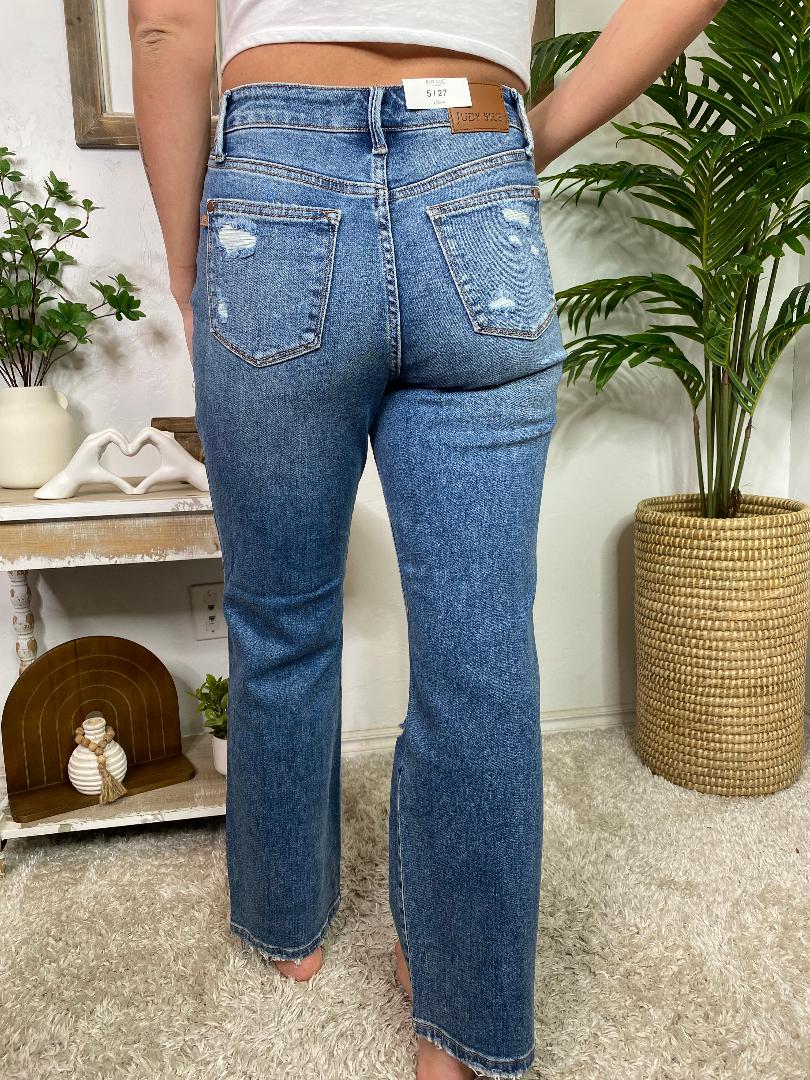 Judy Blue High Waist Destroyed Straight Jeans in Regular & Curvy