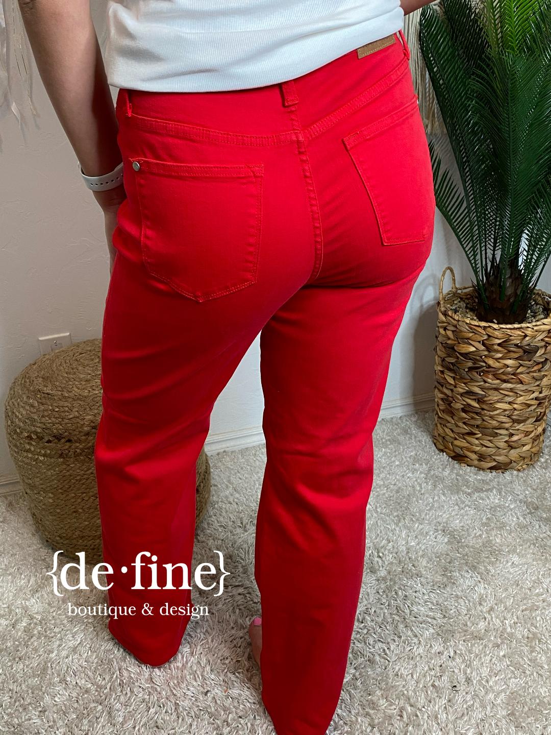 Judy Blue Red High Waist 90s Straight Jeans in Regular & Curvy