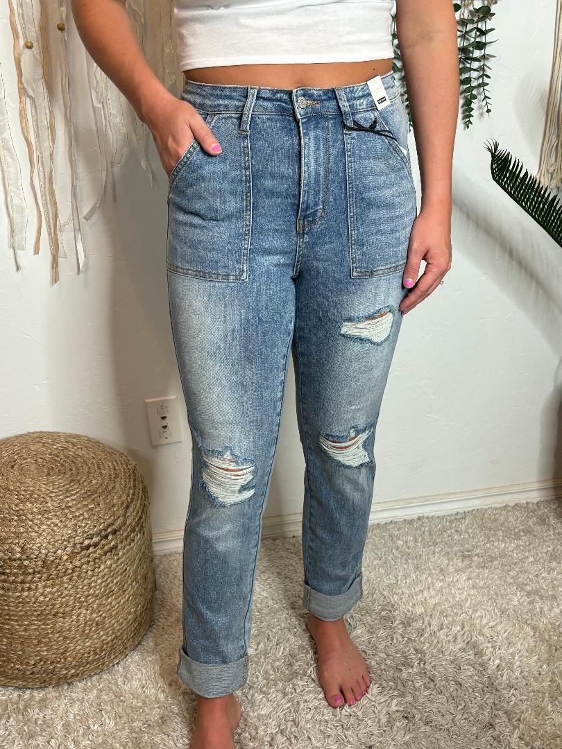 Judy Blue High Waist Boyfriend Fit with Sewn Pockets