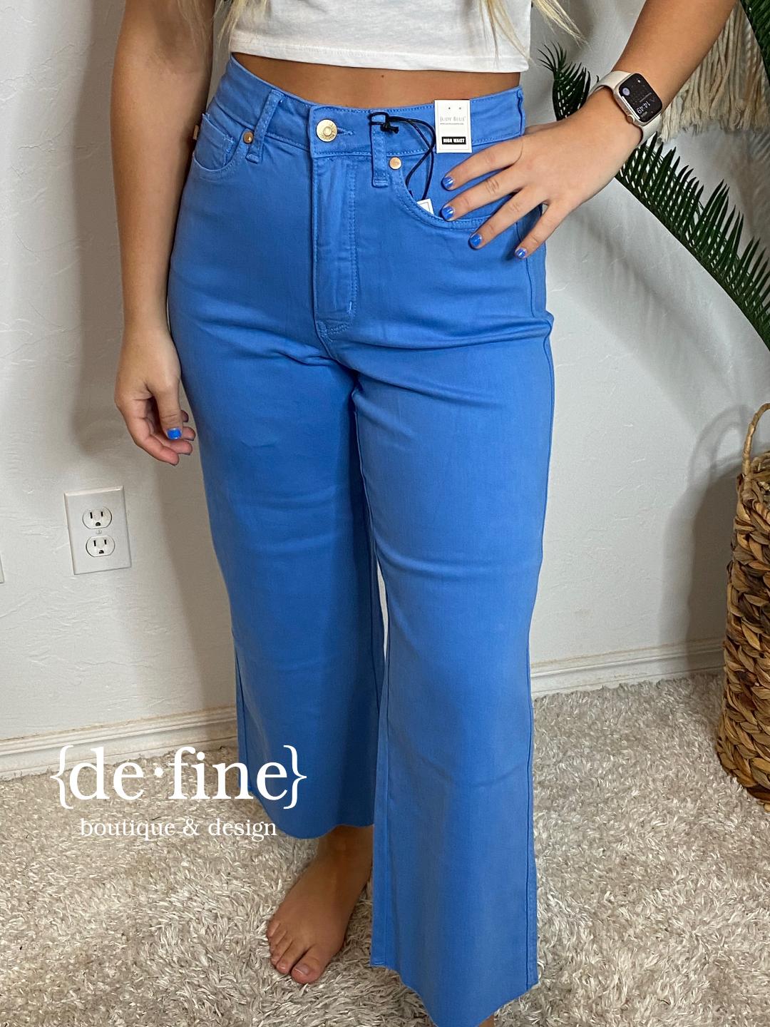 Judy Blue Sky Blue Tummy Control Wide Leg Crop Jeans