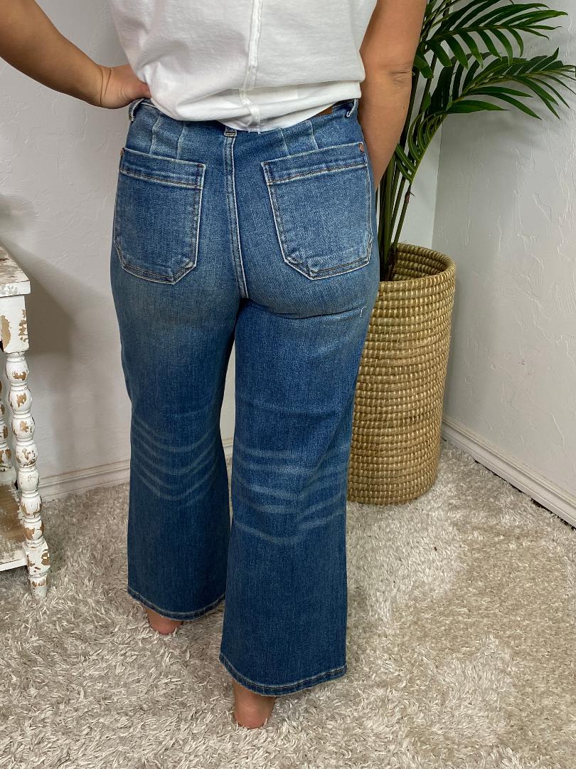 Judy Blue High Waist Wide Leg Crops with Utility Pockets