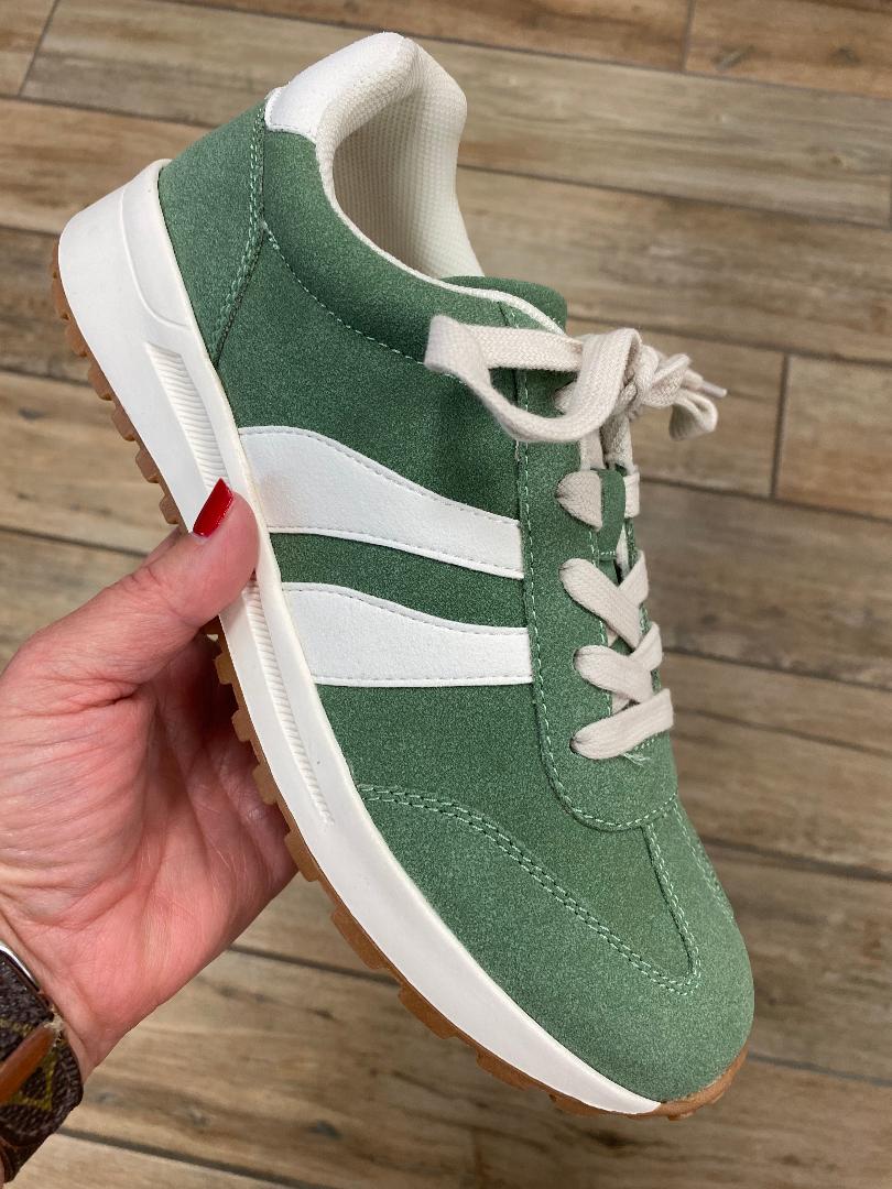 Jellypop Emerie Green Tea Suede Sneakers