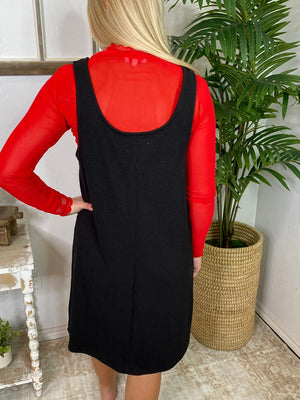 Ribbed Jumper Dress in Red or Black