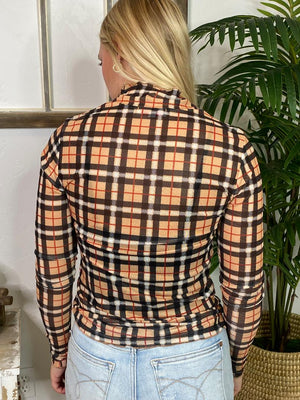 Plaid Sheer Top - Great for Layering!
