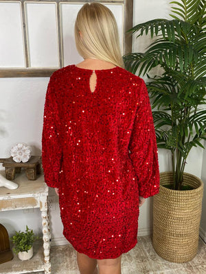 Red or Black Sequin Dress