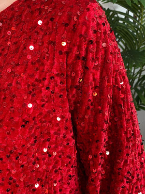 Red or Black Sequin Dress