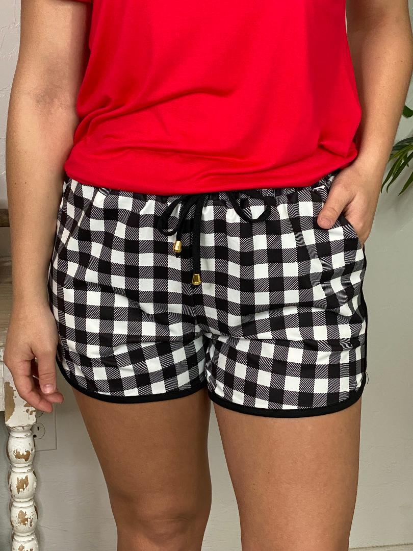 Black Gingham Everyday Shorts
