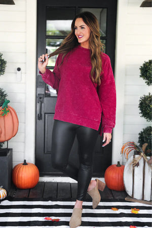 Crimson Corded Pullover