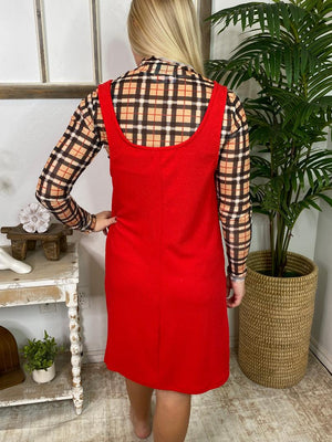Ribbed Jumper Dress in Red or Black