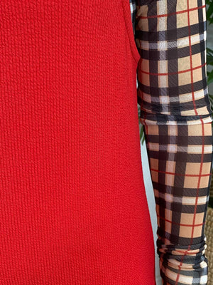 Ribbed Jumper Dress in Red or Black