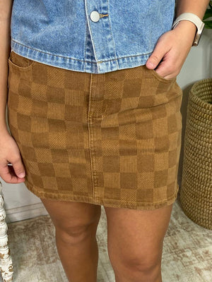 Spice it Up Checkered Denim Skirt