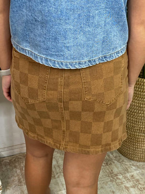 Spice it Up Checkered Denim Skirt