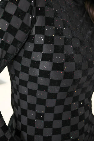 Black or Pink Velvet Check with Glitter Sheer Top - Great for Layering!