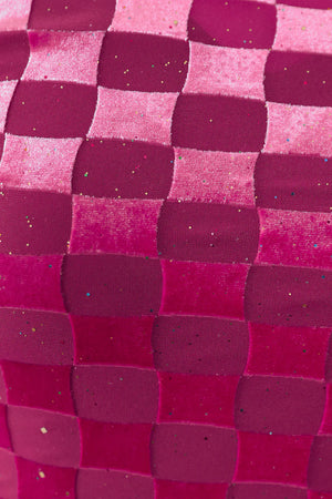 Black or Pink Velvet Check with Glitter Sheer Top - Great for Layering!
