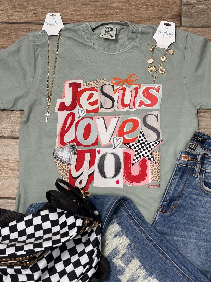 Jesus Loves You Collage Graphic Tee